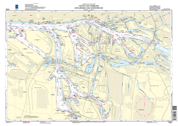 Duitse kaart 1662 - Hafen von Hamburg, Köhlbrand und Norderelbe